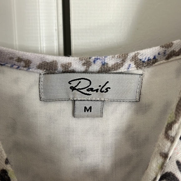 RAILS Frida Linen Rainbow Cheetah Print Ruffled Midi Dress - Size M - Picture 8 of 10